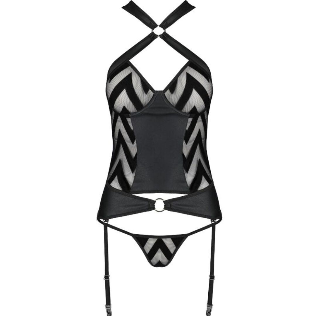 Straps-Set mit Zick-Zack Muster plus String - OH MY! FANTASY