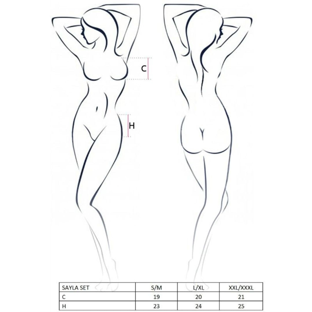 Powernet Oberteil mit Wetlook-Einsatz plus Strapsgürtel und Tanga - OH MY! FANTASY
