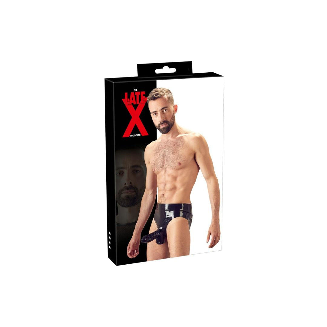 Slip aus Latex mit genoppter Penis- und Hodensleeve - OH MY! FANTASY