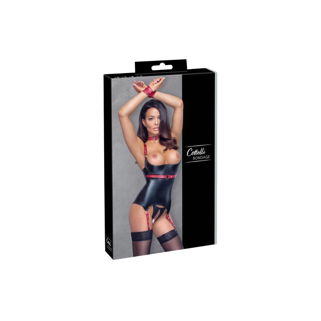 Bondage Strapshemd mit offenen Cups plus String Ouvert - OH MY! FANTASY