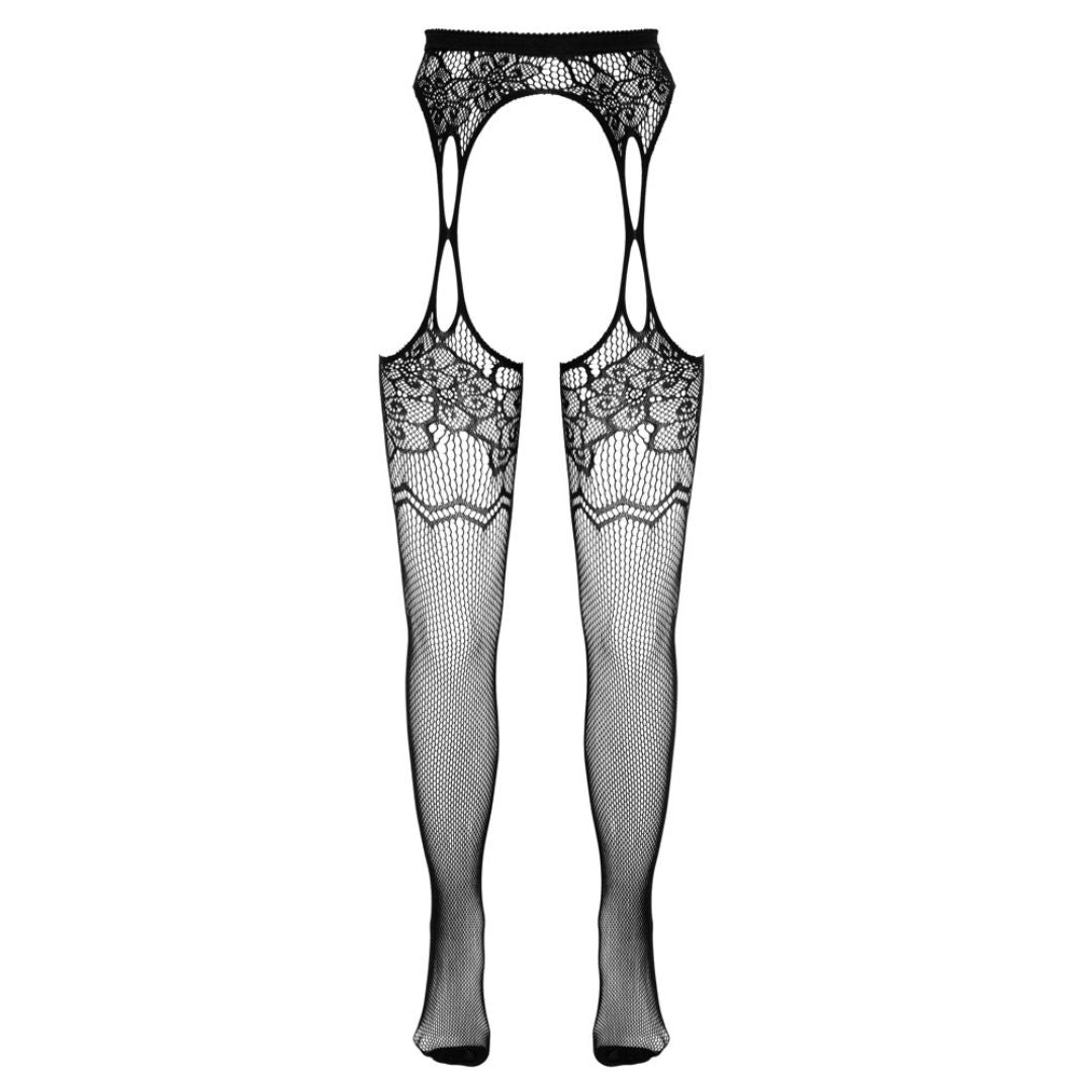 Straps-Strumpfhose Ouvert aus Netz mit floralen Mustern - OH MY! FANTASY