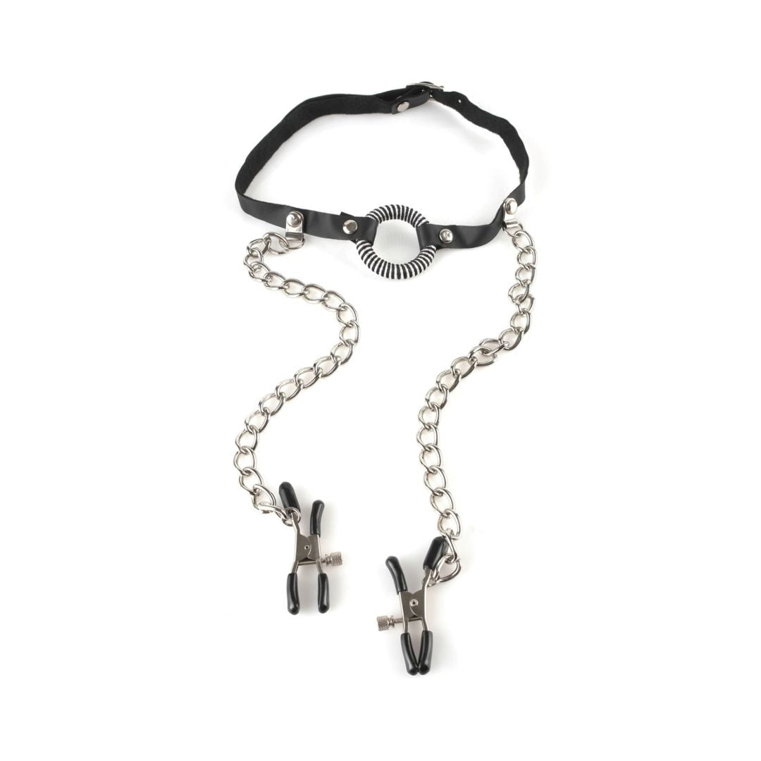 O-Ring Mundknebel mit Nippelklemme - OH MY! FANTASY