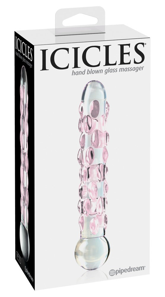 Icicles - Handgefertigter Glasdildo mit Reiznoppen