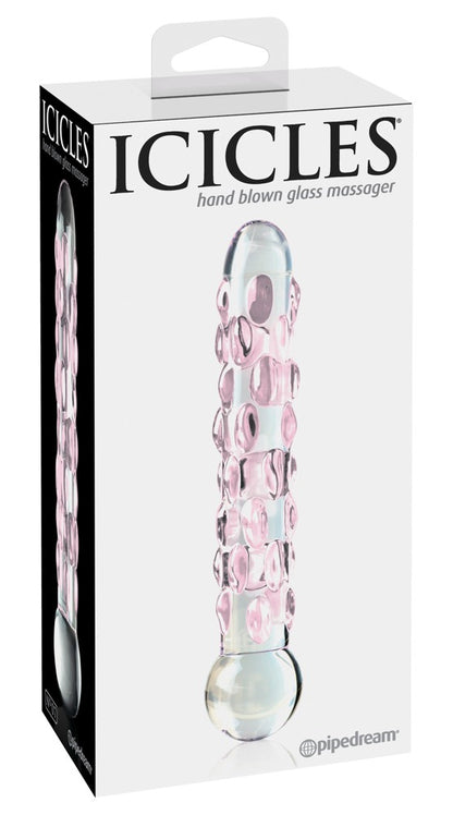 Icicles - Handgefertigter Glasdildo mit Reiznoppen