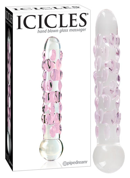 Icicles - Handgefertigter Glasdildo mit Reiznoppen