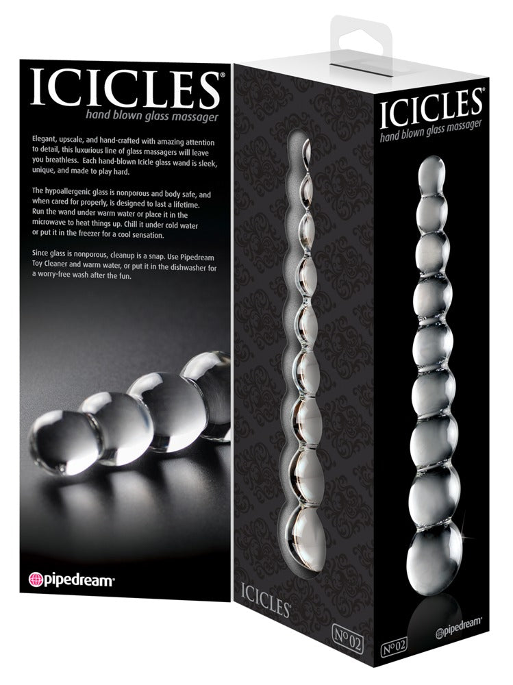 Icicles - Handgefertigter Glasdildo mit Kugeldesign