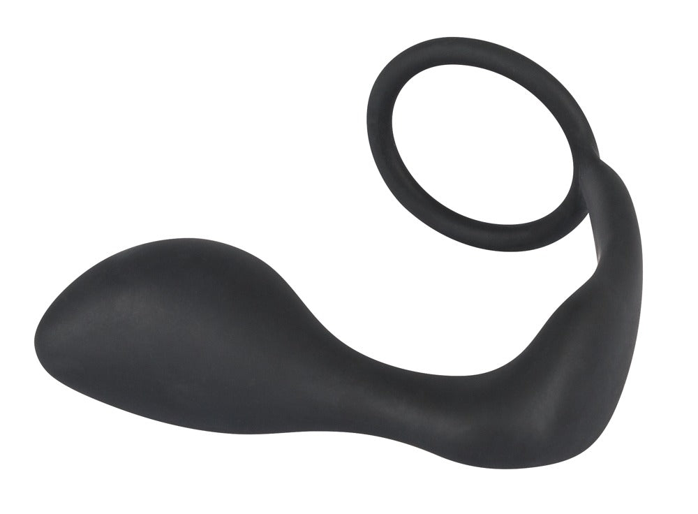 Black Velvets - Penis-/Hodenring mit Plug - Erektions- & P-Reiz
