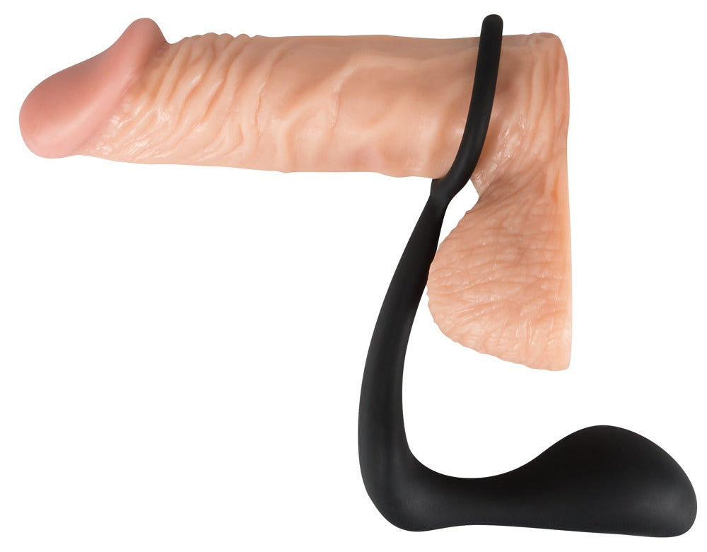 Black Velvets - Penis-/Hodenring mit Plug - Erektions- & P-Reiz