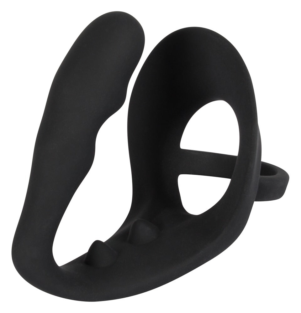 Black Velvets - Penis-/Hodenring mit Plug - Intensiv- & P-Stimulation