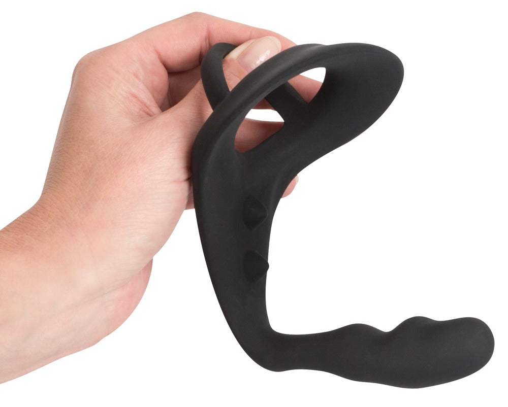 Black Velvets - Penis-/Hodenring mit Plug - Intensiv- & P-Stimulation