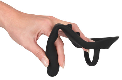 Black Velvets - Penis-/Hodenring mit Plug - Intensiv- & P-Stimulation