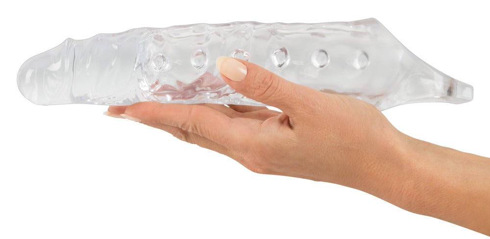 Crystal - Genoppte Penishülle mit Hodenring