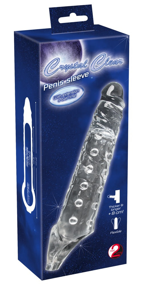 Crystal - Genoppte Penishülle mit Hodenring