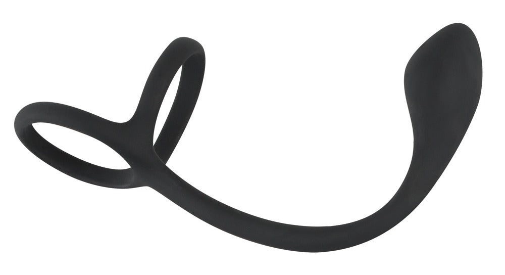 Black Velvets - Penis-/Hodenring mit Plug - 3-in-1 Intensiv-Stimulation