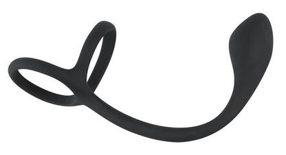 Black Velvets - Penis-/Hodenring mit Plug - 3-in-1 Intensiv-Stimulation