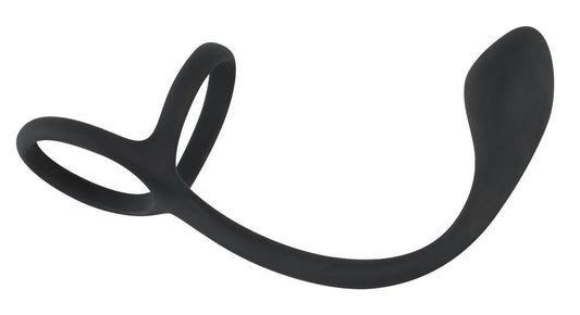 Black Velvets - Penis-/Hodenring mit Plug - 3-in-1 Intensiv-Stimulation