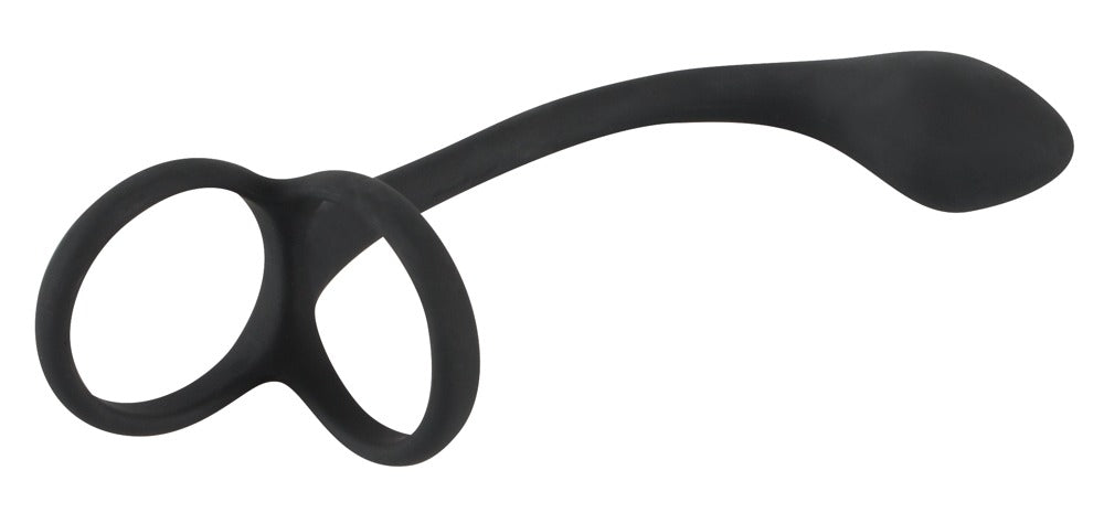 Black Velvets - Penis-/Hodenring mit Plug - 3-in-1 Intensiv-Stimulation