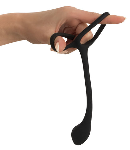 Black Velvets - Penis-/Hodenring mit Plug - 3-in-1 Intensiv-Stimulation