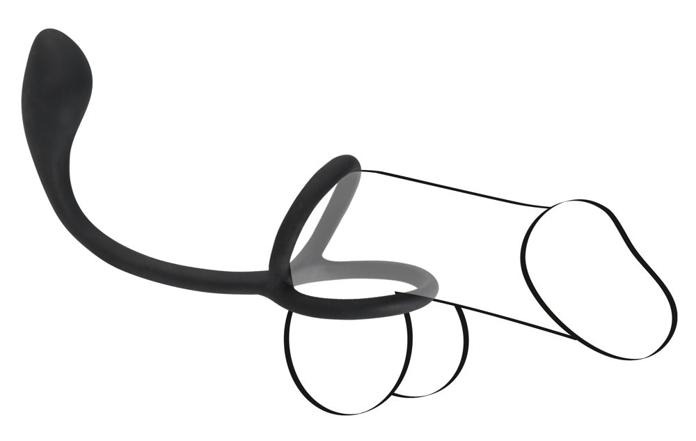 Black Velvets - Penis-/Hodenring mit Plug - 3-in-1 Intensiv-Stimulation
