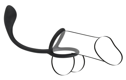 Black Velvets - Penis-/Hodenring mit Plug - 3-in-1 Intensiv-Stimulation