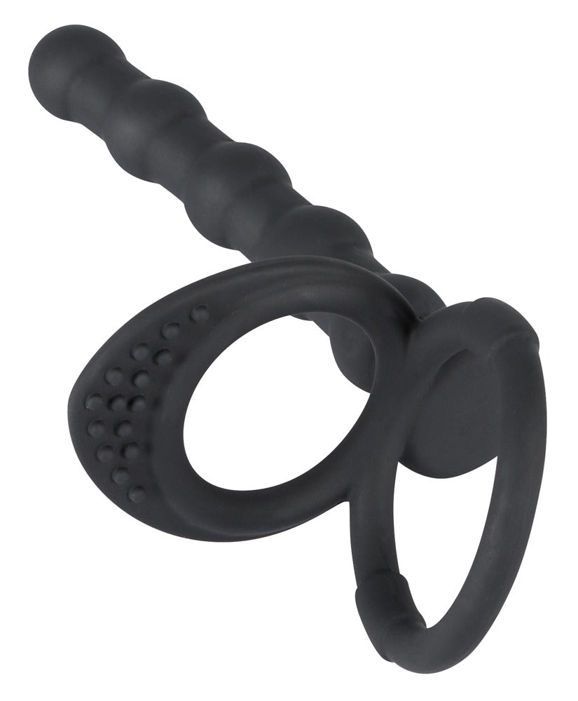 Black Velvets - Penis-/Hodenring mit Dildo - doppelte Stimulation