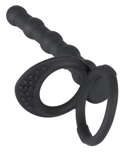 Black Velvets - Penis-/Hodenring mit Dildo - doppelte Stimulation