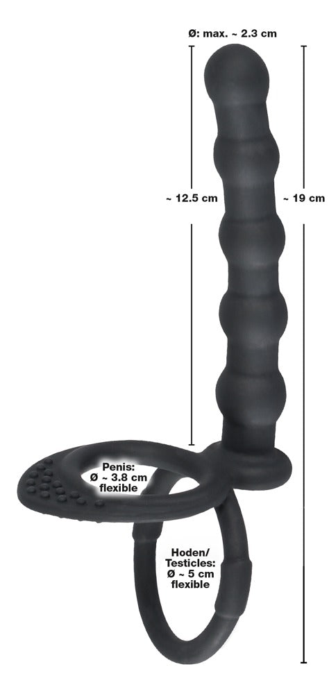Black Velvets - Penis-/Hodenring mit Dildo - doppelte Stimulation