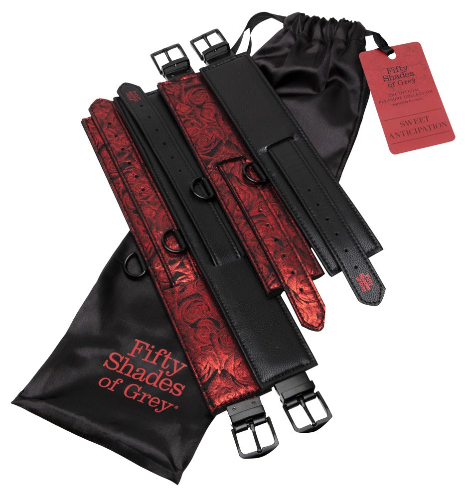 Fifty Shades of Grey - Bettfessel-Set mit Gurtkreuz und 4 Fesseln