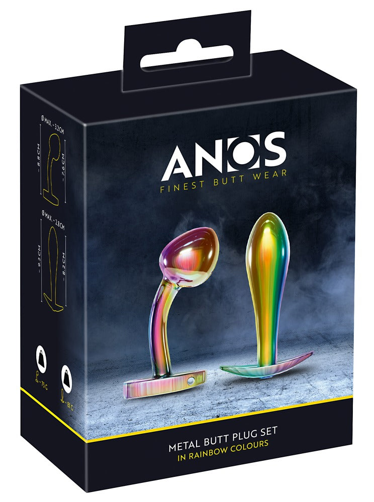 ANOS - Metall-Analplug-Set in Regenbogenfarben