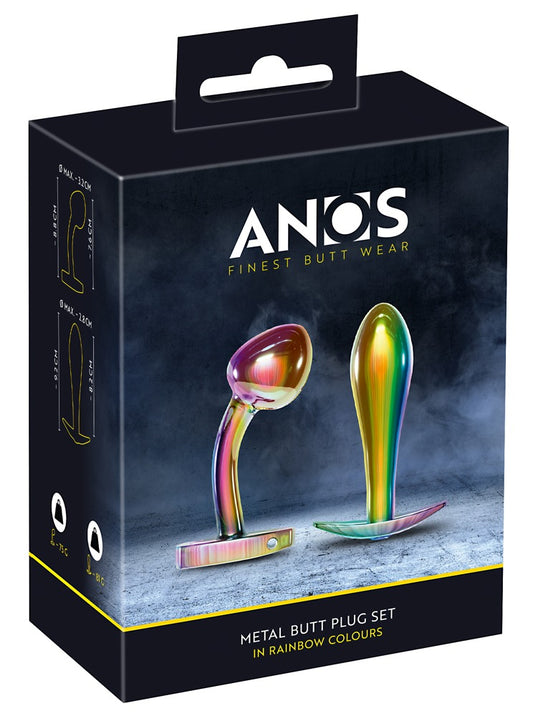 ANOS - Metall-Analplug-Set in Regenbogenfarben