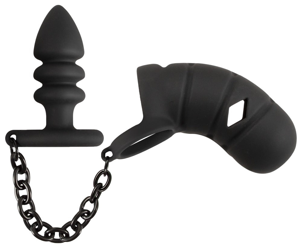 Black Velvets - Peniskäfig mit Anal-Plug