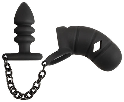 Black Velvets - Peniskäfig mit Anal-Plug