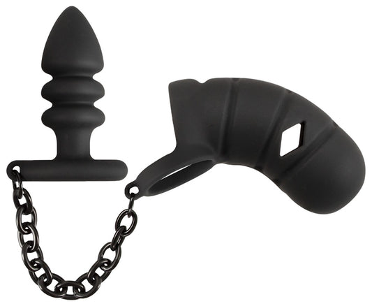 Black Velvets - Peniskäfig mit Anal-Plug