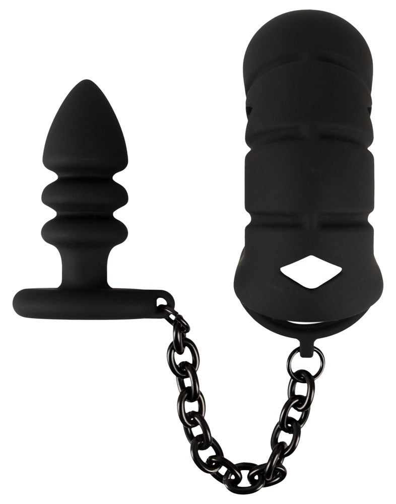 Black Velvets - Peniskäfig mit Anal-Plug