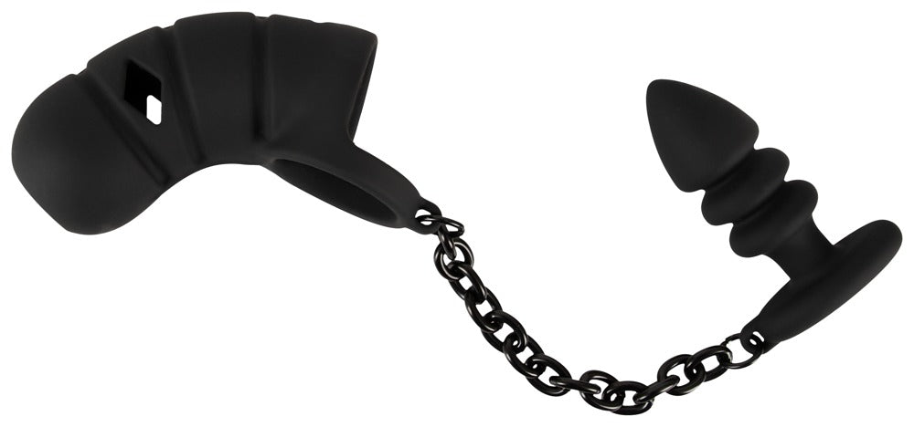 Black Velvets - Peniskäfig mit Anal-Plug