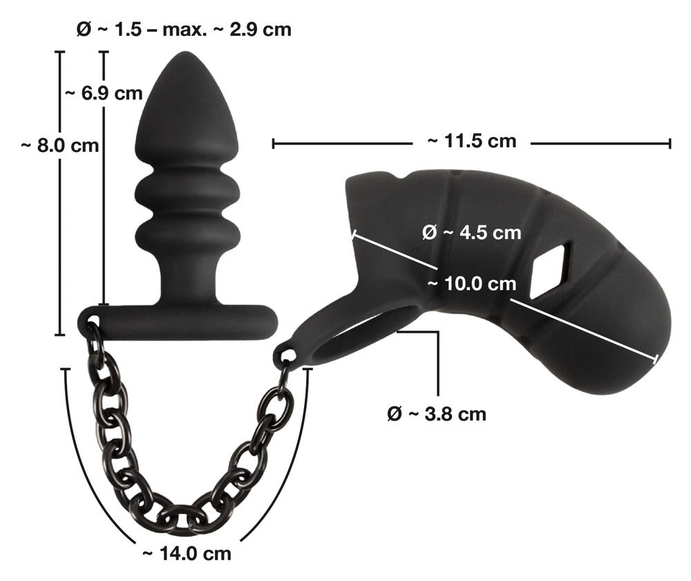 Black Velvets - Peniskäfig mit Anal-Plug