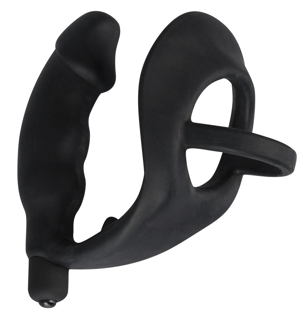 Black Velvets - Vibro-Penisring mit Plug - P-Stimulation
