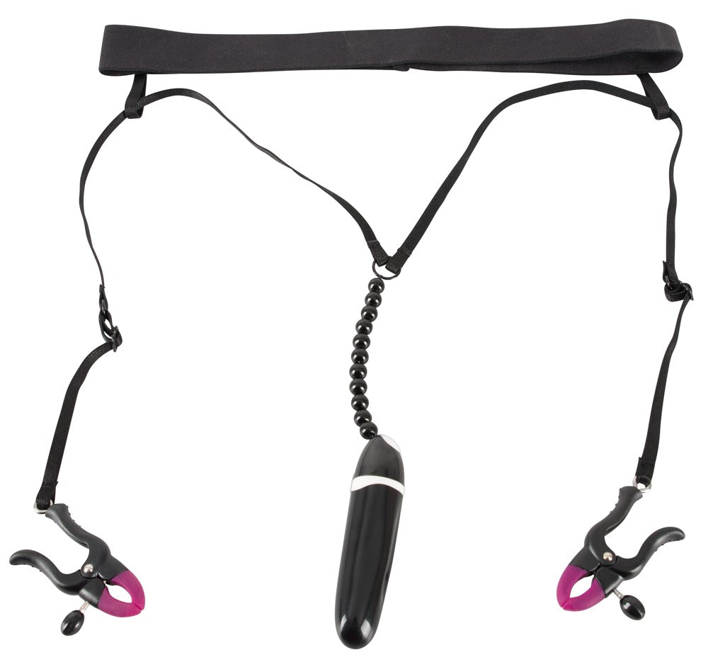 Bad Kitty - Stimulierender String mit Labienklemmen & Vibrator