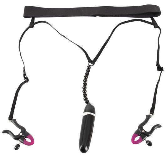 Bad Kitty - Stimulierender String mit Labienklemmen & Vibrator