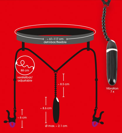 Bad Kitty - Stimulierender String mit Labienklemmen & Vibrator
