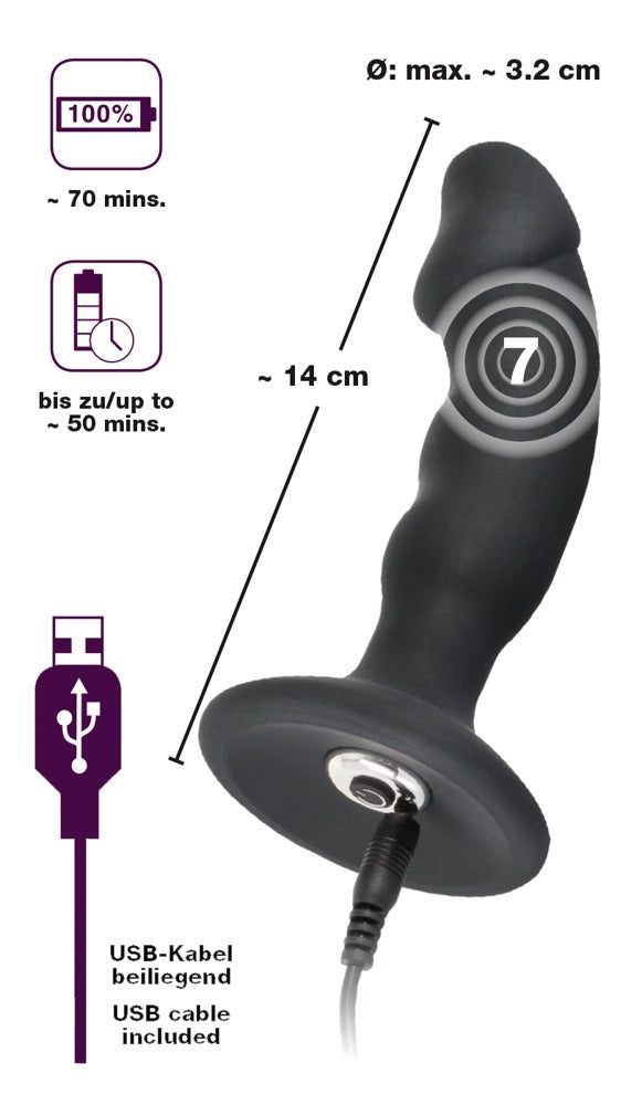 Black Velvets - Vibro-Analplug - gebogener Plug für P-/G-Punkt