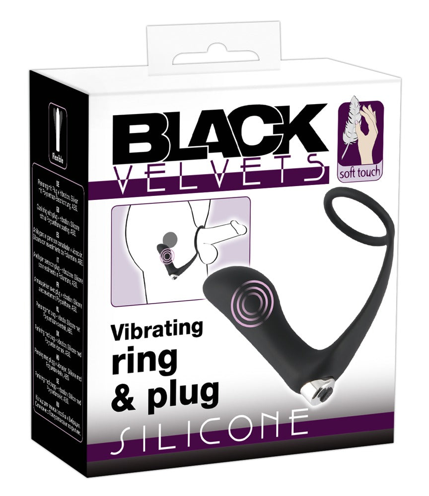 Black Velvets - Vibroplug mit Penisring - P-Punkt & Erektionskick
