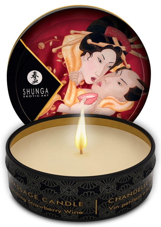 Shunga Erotic Art - Mini Caress by Candelight - Erdbeere & Cava-Massagekerze