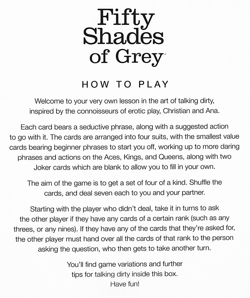 Fifty Shades of Grey - Play Nice Talk Dirty Inspiration Cards