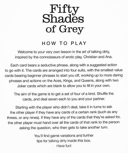 Fifty Shades of Grey - Play Nice Talk Dirty Inspiration Cards