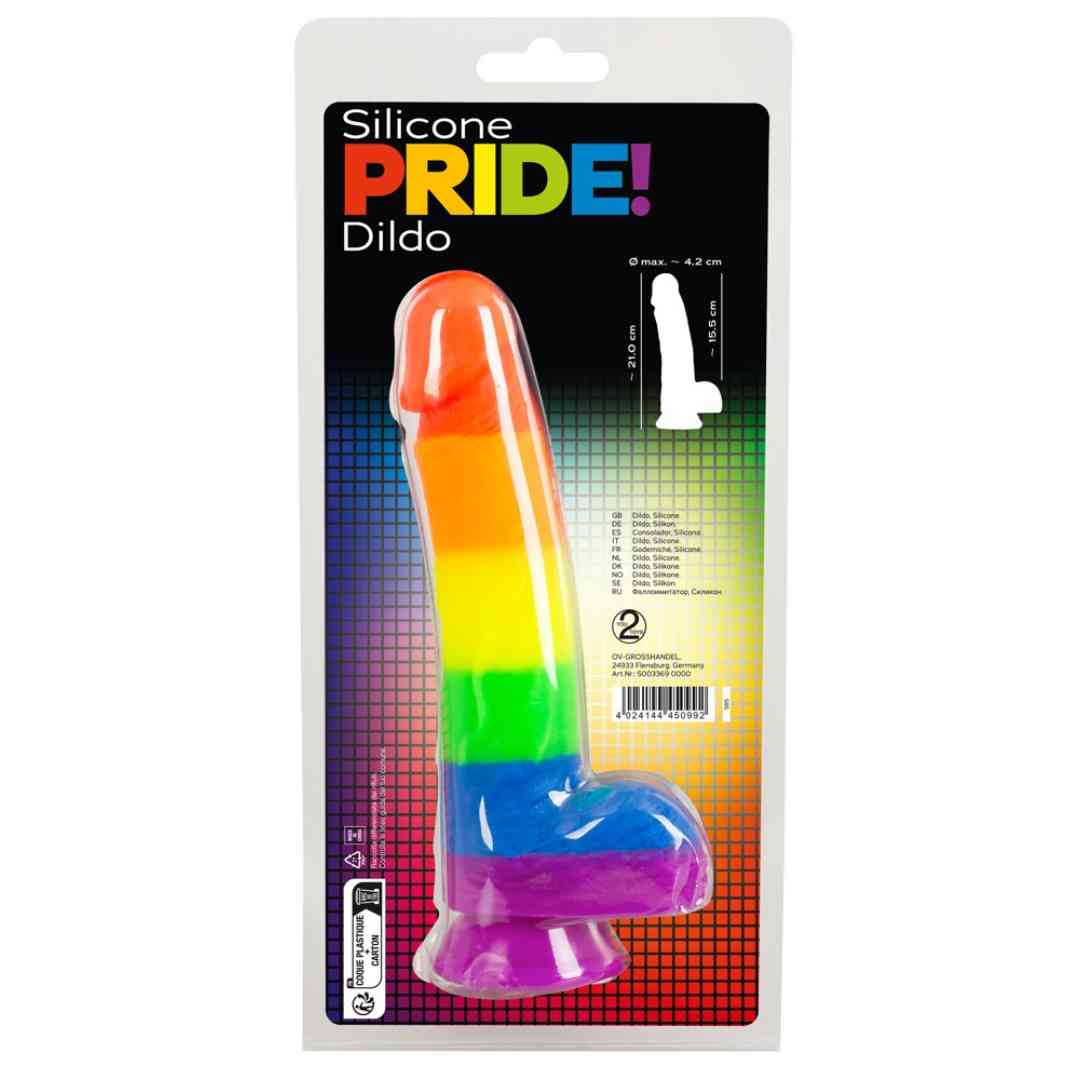 Naturdildo in Regenbogenfarben