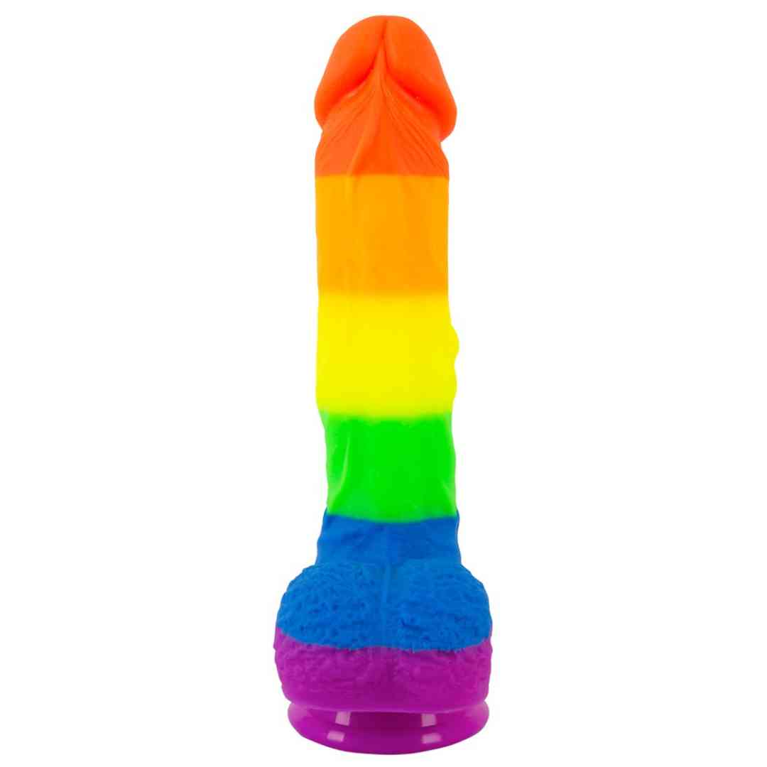 Naturdildo in Regenbogenfarben