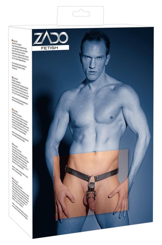 ZADO - Spalt-Leder String mit Analdildo