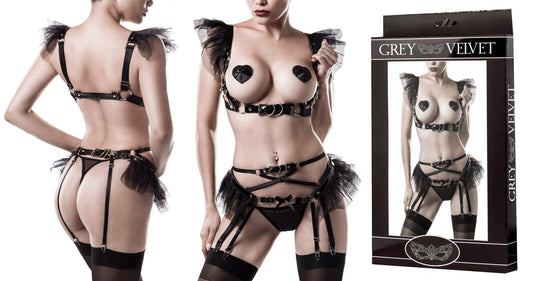 Grey Velvet - 4-teiliges Erotik-Set L-XL