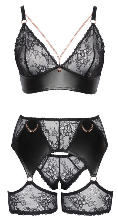 Cottelli - Spitzen-Set mit Soft-BH und Slip ouvert